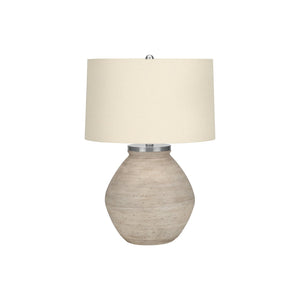 I 9714 - Luminaire, 25"H, Lampe De Table, Béton Créme, Abat-jour Beige, Contemporain - Simple Boutique