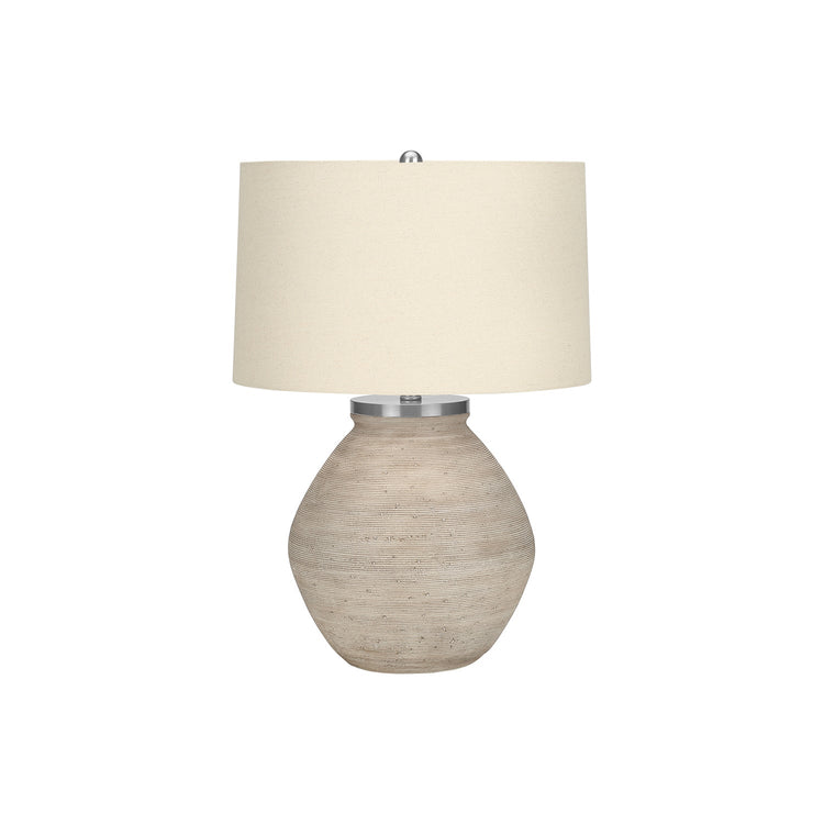 I 9714 - Luminaire, 25"H, Lampe De Table, Béton Créme, Abat-jour Beige, Contemporain - Simple Boutique