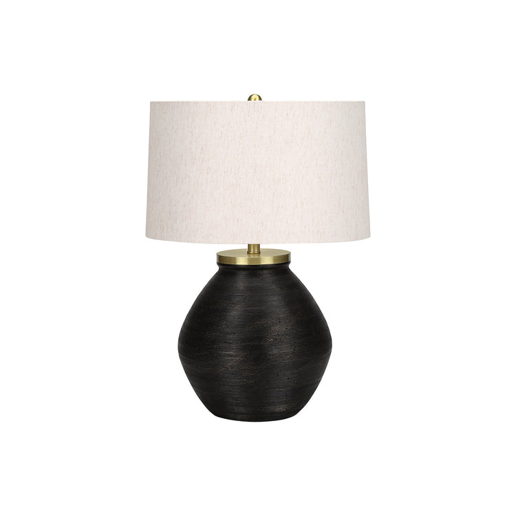 I 9715 - Luminaire, 25"H, Lampe De Table, Béton Noir, Abat-jour Ivoire / Crème, Contemporain, Moderne - Simple Boutique
