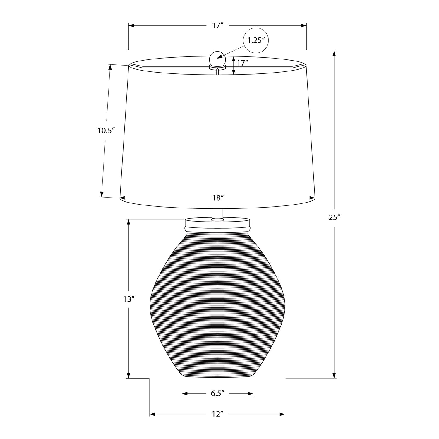 I 9715 - Luminaire, 25"H, Lampe De Table, Béton Noir, Abat-jour Ivoire / Crème, Contemporain, Moderne - Simple Boutique