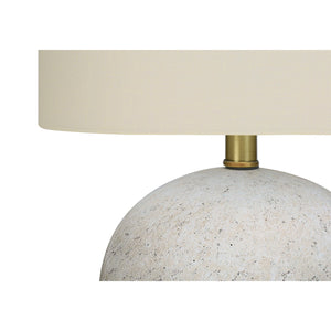 I 9717 - Luminaire, 20"H, Lampe De Table, Béton Gris, Abat-jour Ivoire / Crème, Contemporain - Simple Boutique