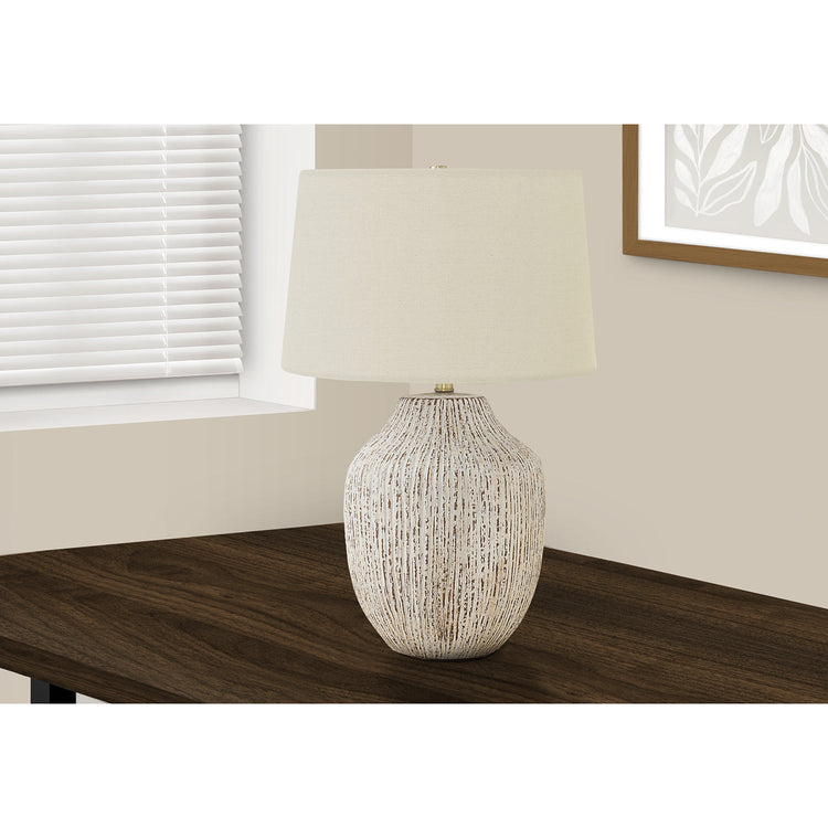 I 9719 - Luminaire, 26"H, Lampe De Table, Céramique Crème, Abat-jour Ivoire / Crème, Transitionnel - Simple Boutique