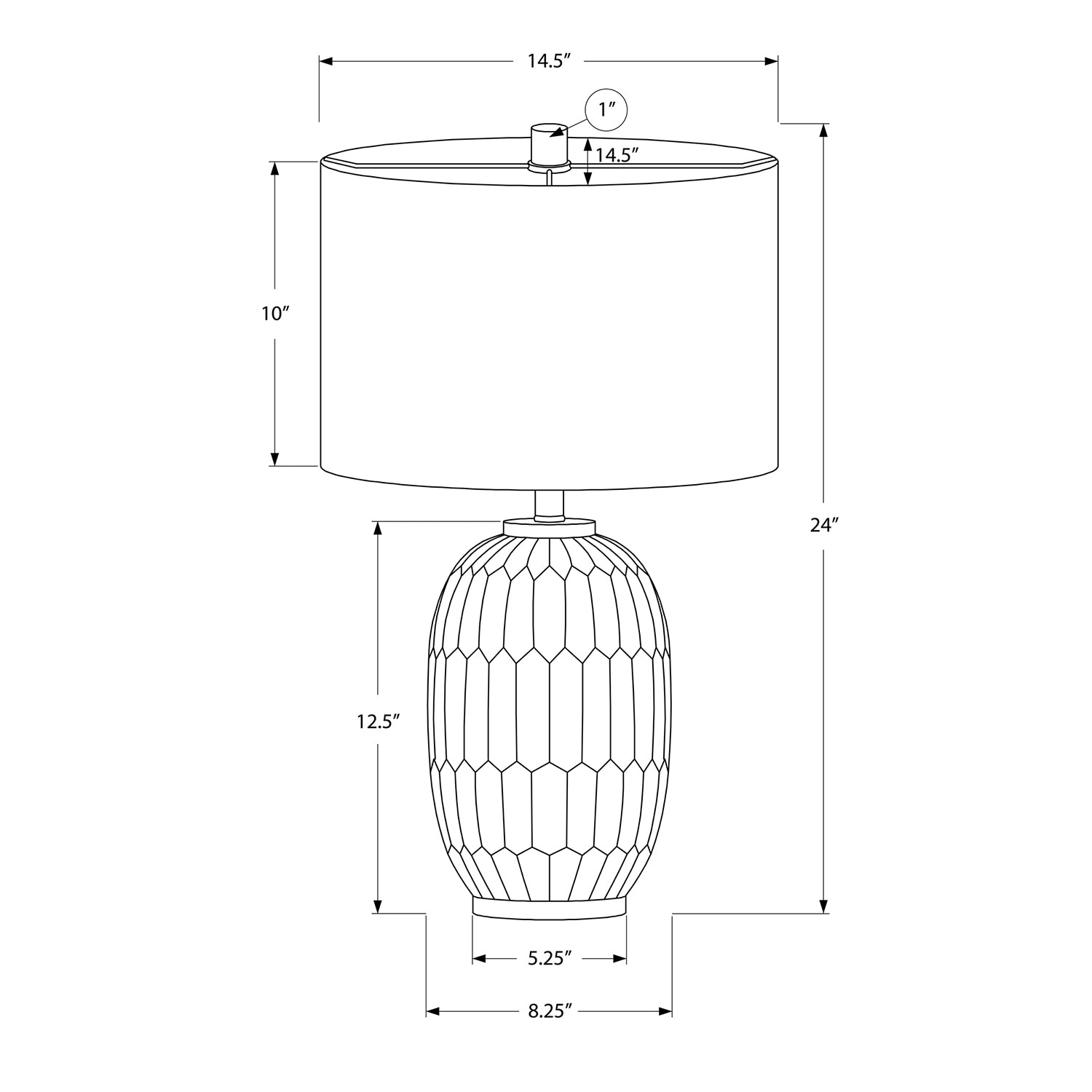 I 9720 - Luminaire, 24"H, Lampe De Table, Résine Créme, Abat-jour Ivoire / Crème, Transitionnel - Simple Boutique