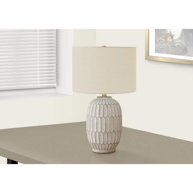 I 9720 - Luminaire, 24"H, Lampe De Table, Résine Créme, Abat-jour Ivoire / Crème, Transitionnel - Simple Boutique
