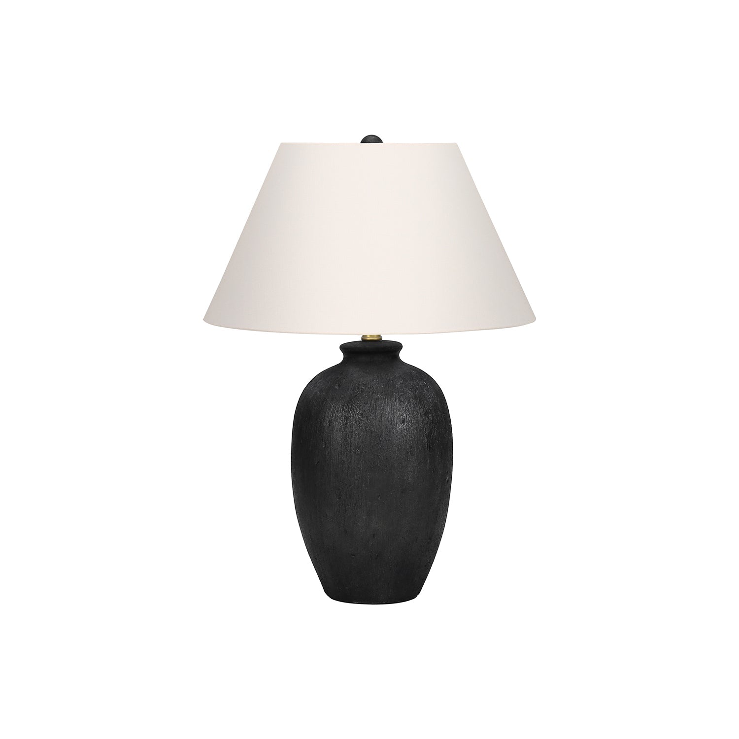 I 9721 - Luminaire, 24"H, Lampe De Table, Céramique Noire, Abat-jour Ivoire / Crème, Moderne - Simple Boutique
