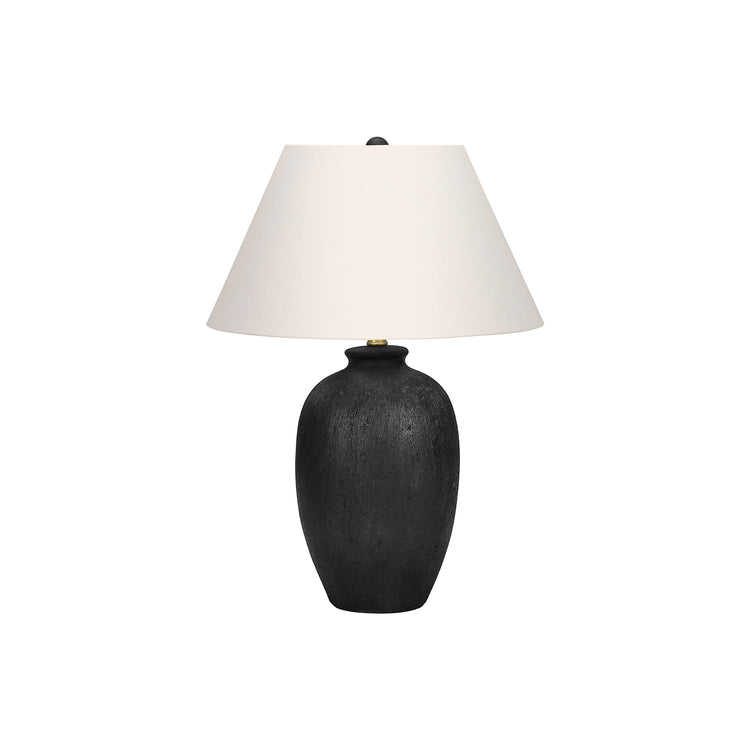I 9721 - Luminaire, 24"H, Lampe De Table, Céramique Noire, Abat-jour Ivoire / Crème, Moderne - Simple Boutique