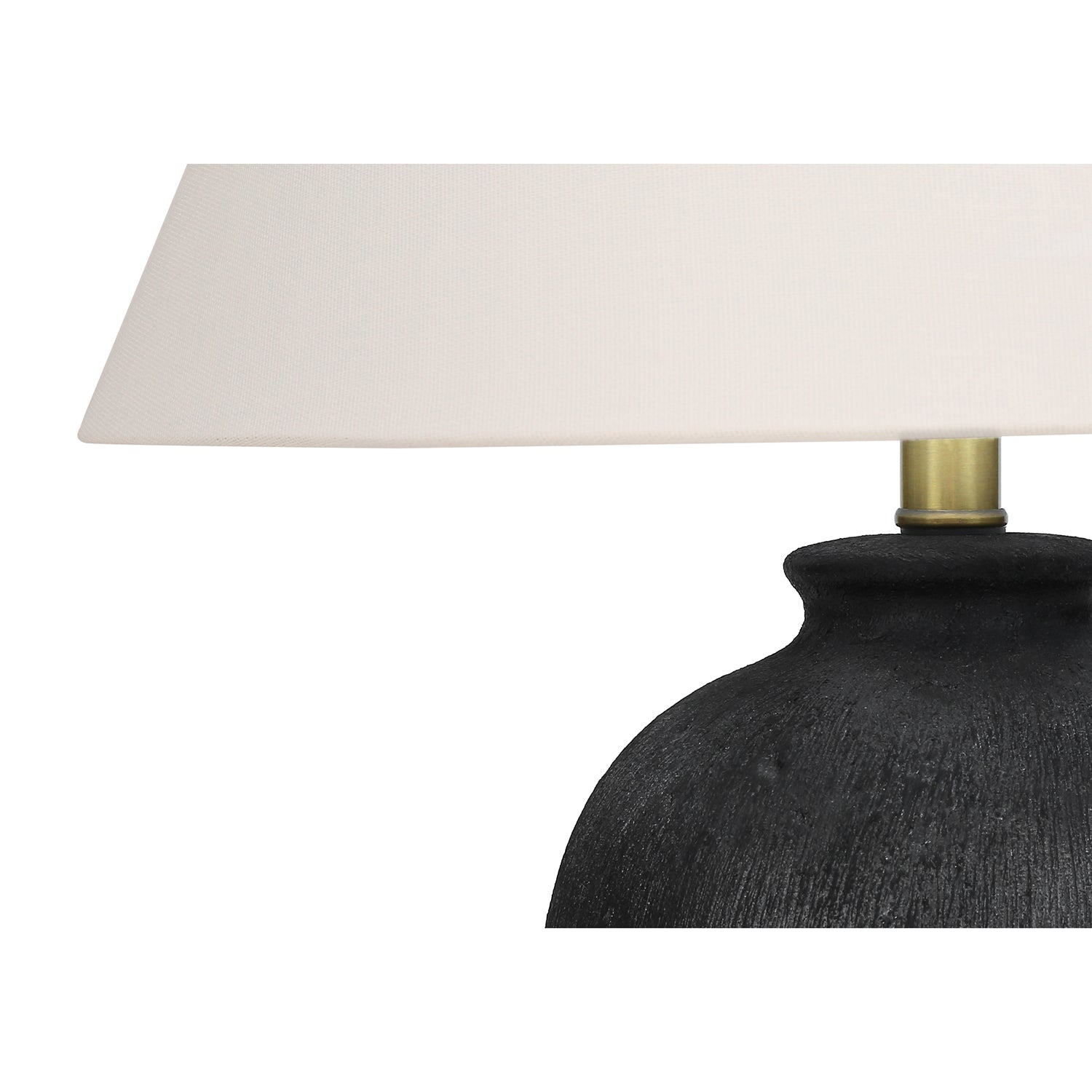 I 9721 - Luminaire, 24"H, Lampe De Table, Céramique Noire, Abat-jour Ivoire / Crème, Moderne - Simple Boutique