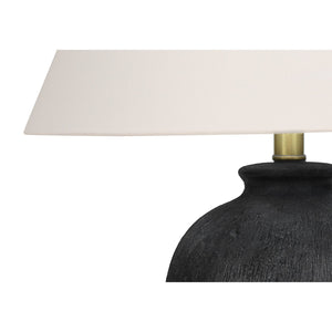 I 9721 - Luminaire, 24"H, Lampe De Table, Céramique Noire, Abat-jour Ivoire / Crème, Moderne - Simple Boutique