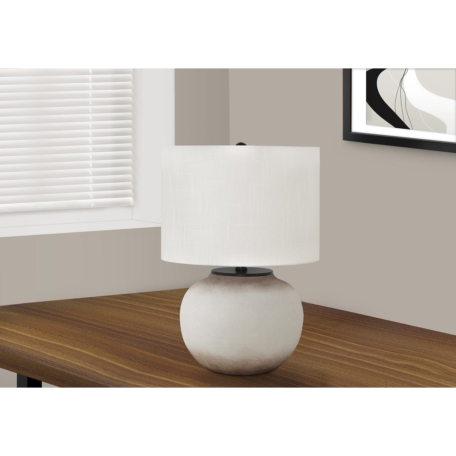 I 9722 - Luminaire, 21"H, Lampe De Table, Céramique Crème, Abat-jour Ivoire / Crème, Moderne - Simple Boutique