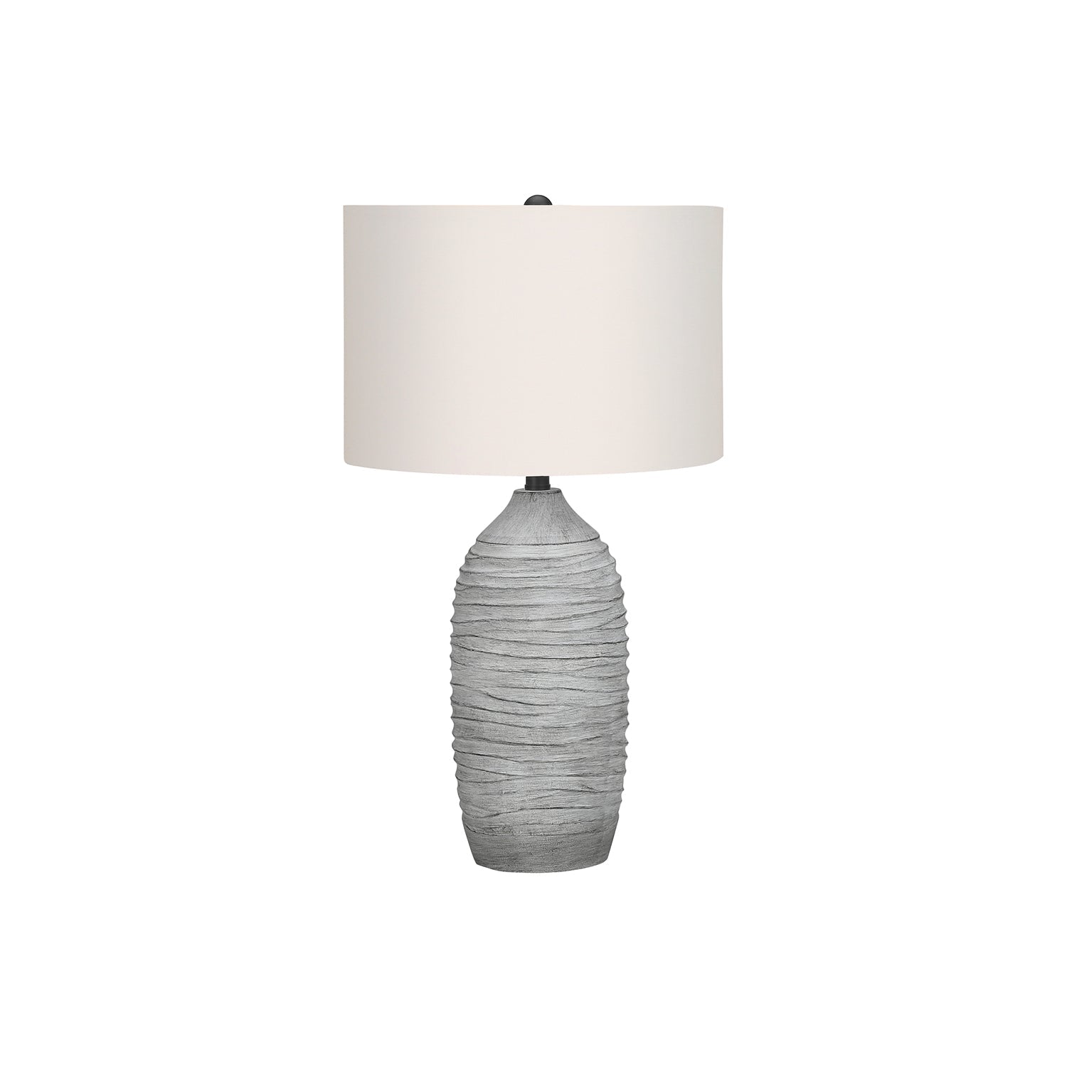 I 9723 - Luminaire, 27"H, Lampe De Table, Résine Grise, Abat-jour Ivoire / Crème, Moderne - Simple Boutique