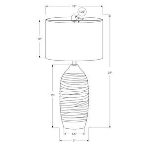 I 9723 - Luminaire, 27"H, Lampe De Table, Résine Grise, Abat-jour Ivoire / Crème, Moderne - Simple Boutique