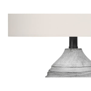 I 9723 - Luminaire, 27"H, Lampe De Table, Résine Grise, Abat-jour Ivoire / Crème, Moderne - Simple Boutique