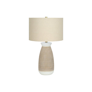 I 9724 - Luminaire, 27"H, Lampe De Table, Céramique Crème, Abat-jour Beige., Contemporain - Simple Boutique