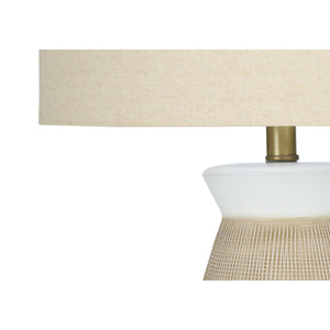 I 9724 - Luminaire, 27"H, Lampe De Table, Céramique Crème, Abat-jour Beige., Contemporain - Simple Boutique