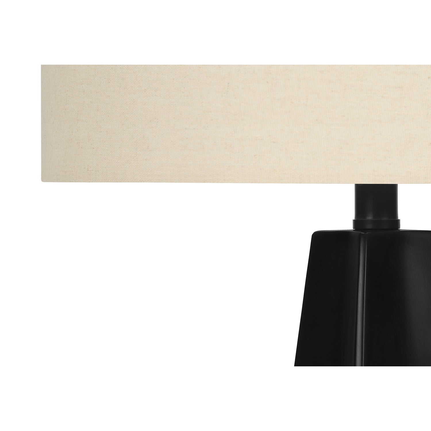 I 9726 - Luminaire, 27"H, Lampe De Table, Résine Noire, Abat-jour Beige, Moderne - Simple Boutique