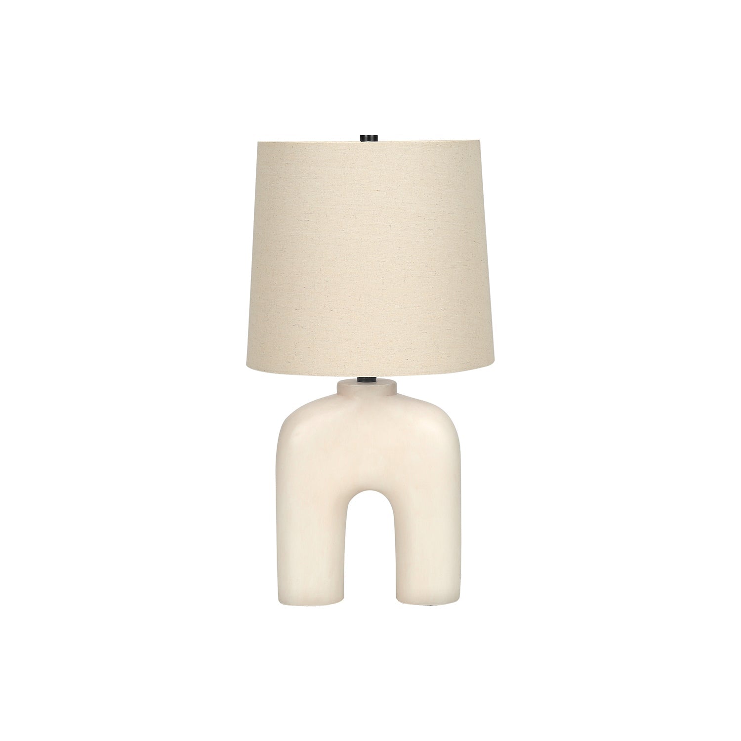I 9728 - Luminaire, 25"H, Lampe De Table, Résine Créme, Abat-jour Beige., Moderne - Simple Boutique