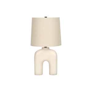 I 9728 - Luminaire, 25"H, Lampe De Table, Résine Créme, Abat-jour Beige., Moderne - Simple Boutique