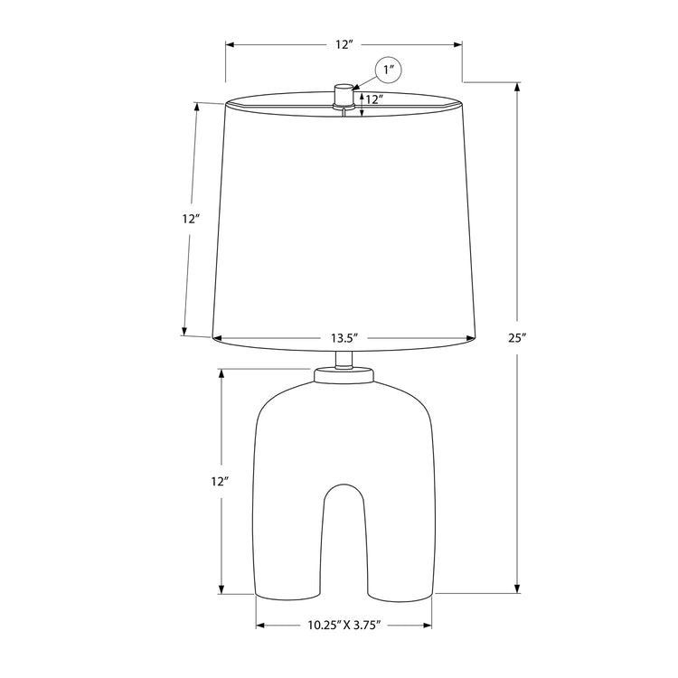 I 9728 - Luminaire, 25"H, Lampe De Table, Résine Créme, Abat-jour Beige., Moderne - Simple Boutique