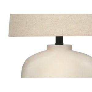 I 9728 - Luminaire, 25"H, Lampe De Table, Résine Créme, Abat-jour Beige., Moderne - Simple Boutique