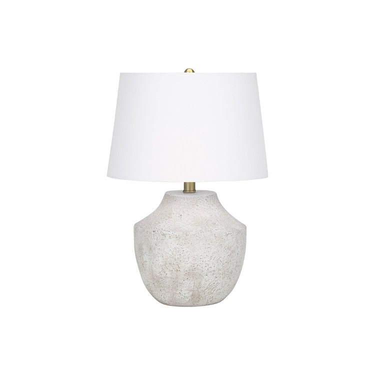 I 9729 - Luminaire, 20"H, Lampe De Table, Béton Créme, Abat-jour Ivoire / Crème, Moderne - Simple Boutique