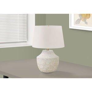I 9729 - Luminaire, 20"H, Lampe De Table, Béton Créme, Abat-jour Ivoire / Crème, Moderne - Simple Boutique