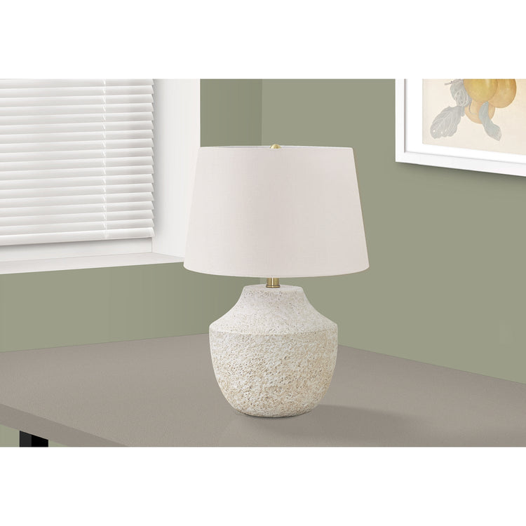 I 9729 - Luminaire, 20"H, Lampe De Table, Béton Créme, Abat-jour Ivoire / Crème, Moderne - Simple Boutique