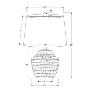 I 9730 - Luminaire, 20"H, Lampe De Table, Béton Créme, Abat-jour Ivoire / Crème, Moderne - Simple Boutique