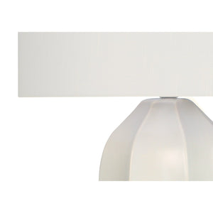 I 9731 - Luminaire, 27"H, Lampe De Table, Céramique Crème, Abat-jour Ivoire / Crème, Moderne - Simple Boutique