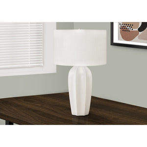 I 9731 - Luminaire, 27"H, Lampe De Table, Céramique Crème, Abat-jour Ivoire / Crème, Moderne - Simple Boutique