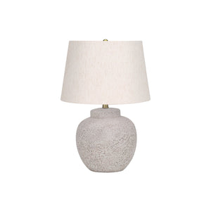 I 9732 - Luminaire, 22"H, Lampe De Table, Béton Créme, Abat-jour Ivoire / Crème, Moderne - Simple Boutique
