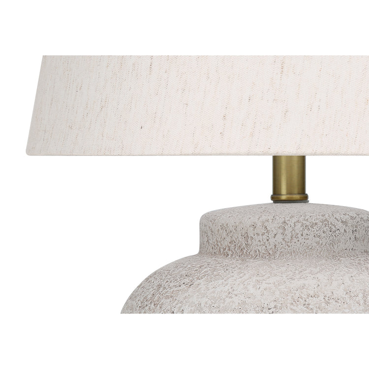 I 9732 - Luminaire, 22"H, Lampe De Table, Béton Créme, Abat-jour Ivoire / Crème, Moderne - Simple Boutique
