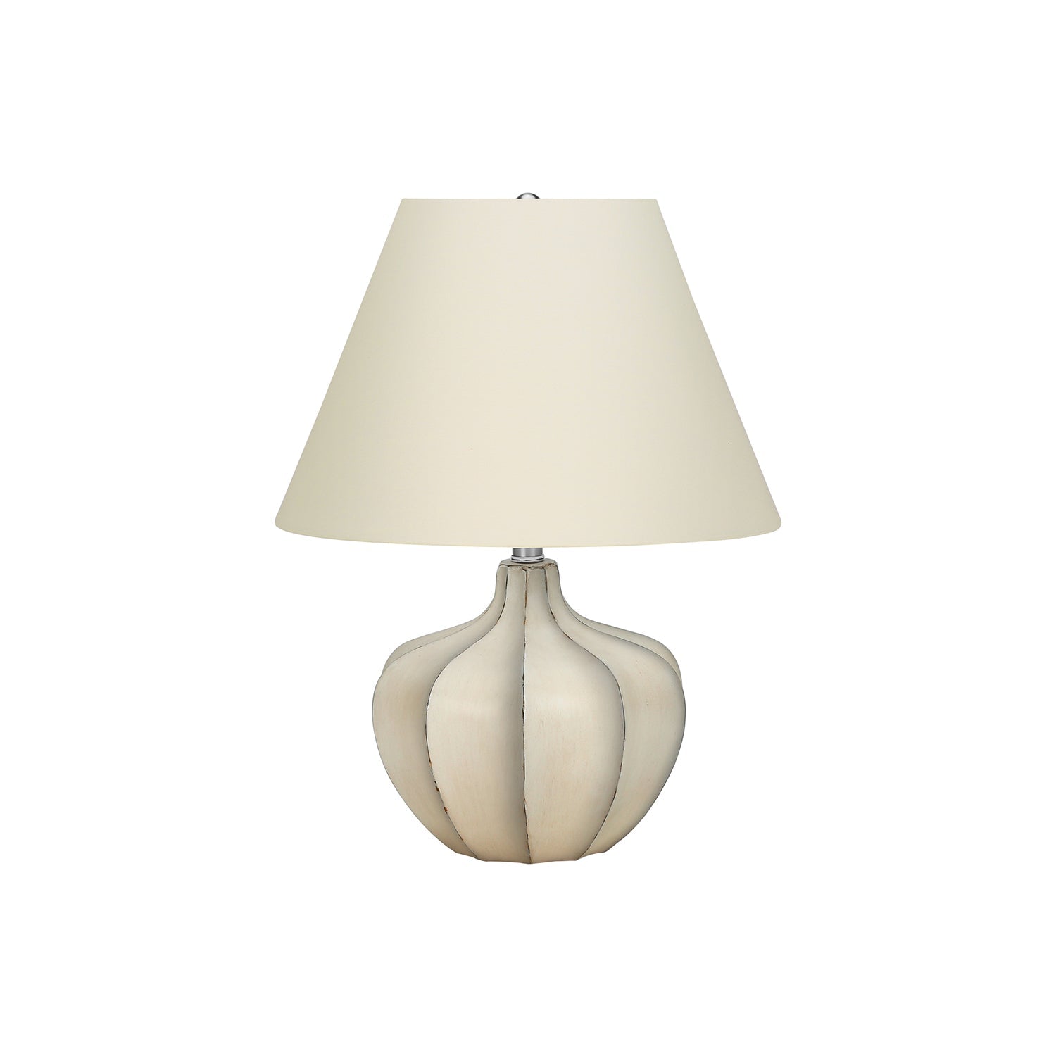 I 9733 - Luminaire, 21"H, Lampe De Table, Résine Créme, Abat-jour Ivoire / Crème, Transitionnel - Simple Boutique