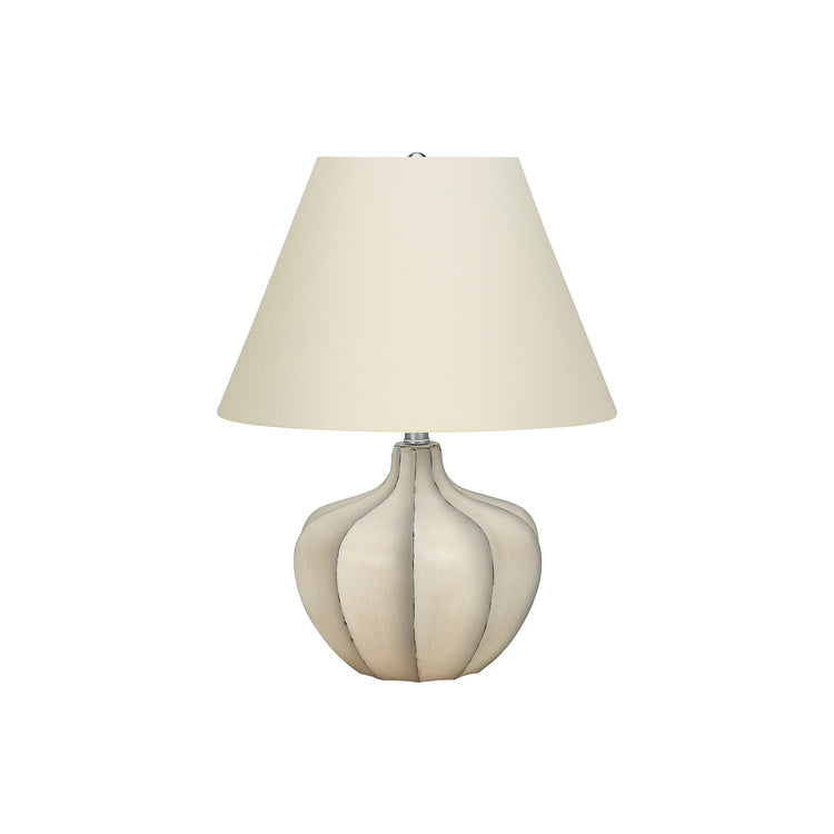 I 9733 - Luminaire, 21"H, Lampe De Table, Résine Créme, Abat-jour Ivoire / Crème, Transitionnel - Simple Boutique