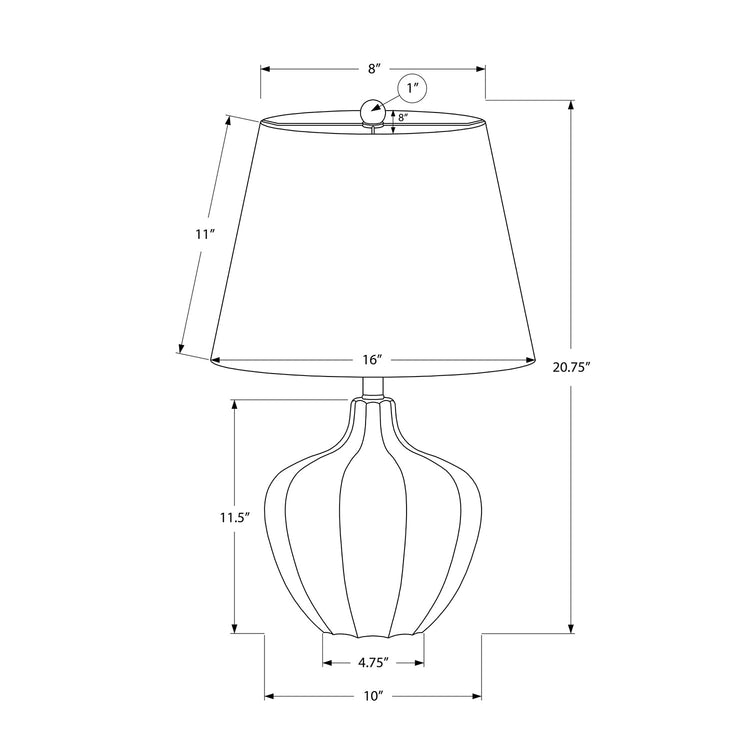 I 9733 - Luminaire, 21"H, Lampe De Table, Résine Créme, Abat-jour Ivoire / Crème, Transitionnel - Simple Boutique
