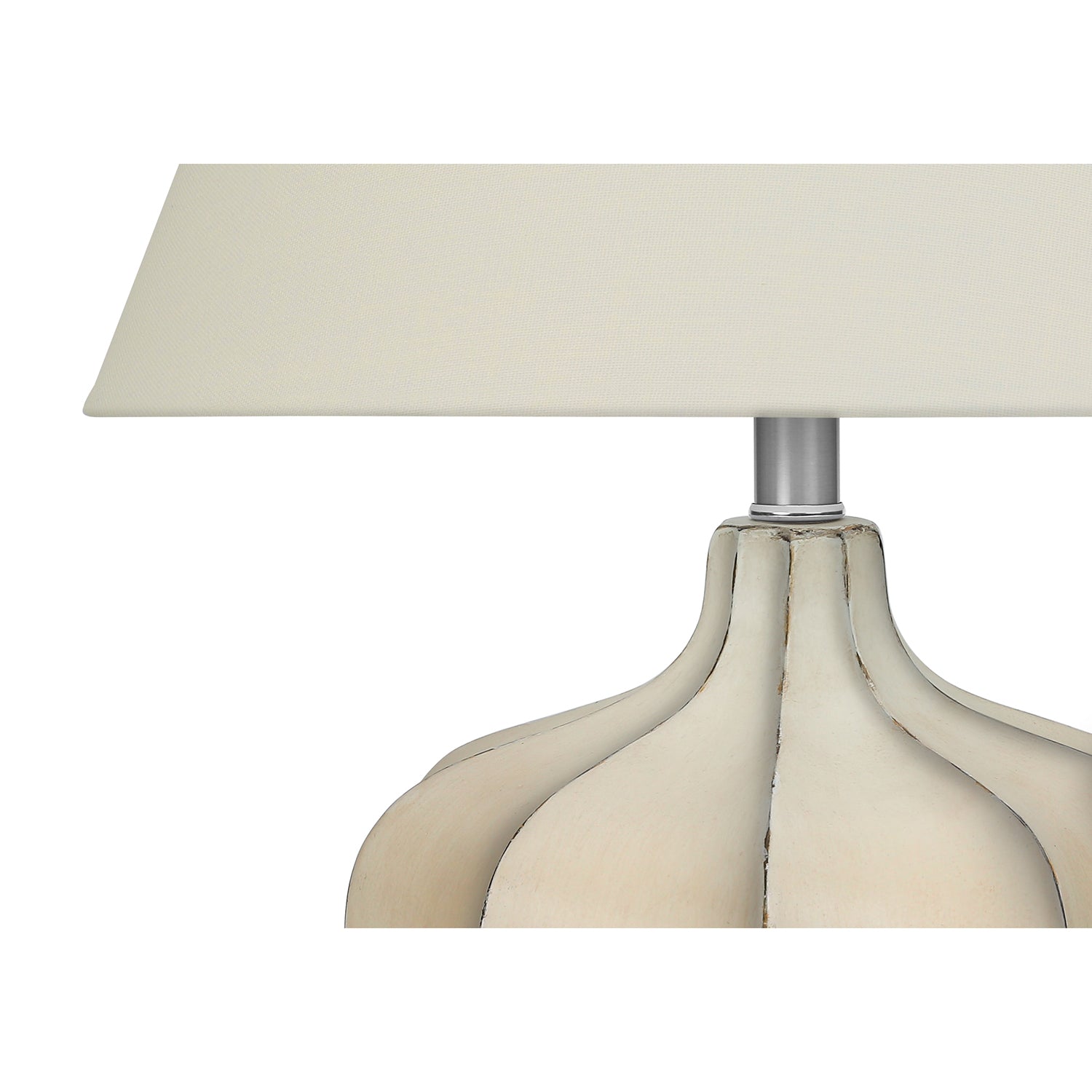 I 9733 - Luminaire, 21"H, Lampe De Table, Résine Créme, Abat-jour Ivoire / Crème, Transitionnel - Simple Boutique