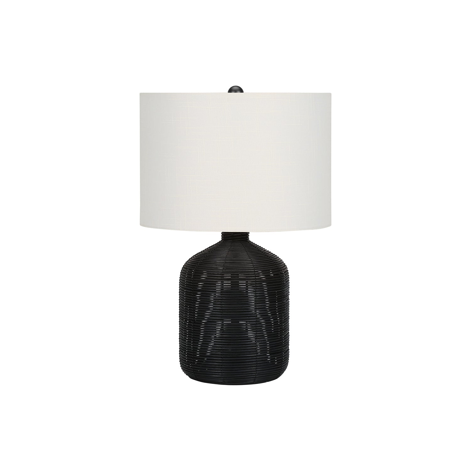 I 9734 - Luminaire, 23"H, Lampe De Table, Rotin Noir, Abat-jour Ivoire / Crème, Moderne - Simple Boutique