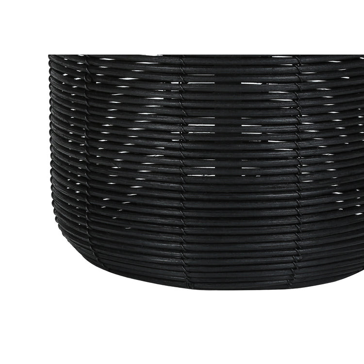 I 9734 - Luminaire, 23"H, Lampe De Table, Rotin Noir, Abat-jour Ivoire / Crème, Moderne - Simple Boutique