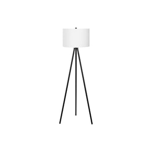 I 9735 - Luminaire, 63"H, Métal Noir, Abat-jour Ivoire / Crème, Contemporain - Simple Boutique