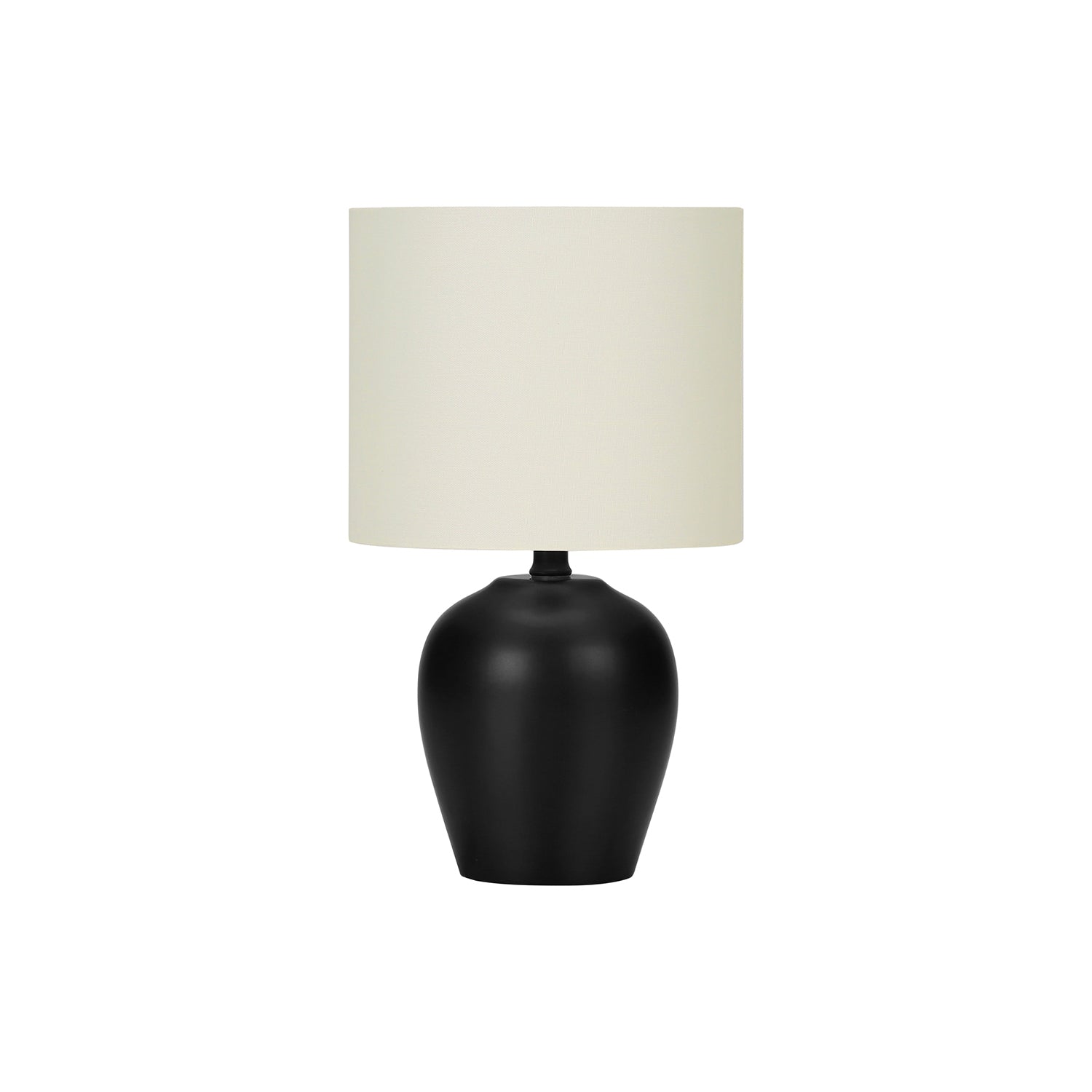 I 9738 - Luminaire, 17"H, Lampe De Table, Céramique Noire, Abat-jour Ivoire / Crème, Transitionnel - Simple Boutique