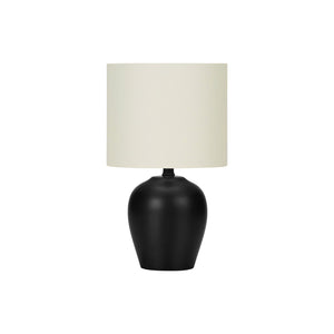 I 9738 - Luminaire, 17"H, Lampe De Table, Céramique Noire, Abat-jour Ivoire / Crème, Transitionnel - Simple Boutique