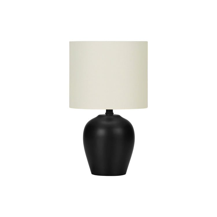 I 9738 - Luminaire, 17"H, Lampe De Table, Céramique Noire, Abat-jour Ivoire / Crème, Transitionnel - Simple Boutique