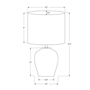 I 9738 - Luminaire, 17"H, Lampe De Table, Céramique Noire, Abat-jour Ivoire / Crème, Transitionnel - Simple Boutique