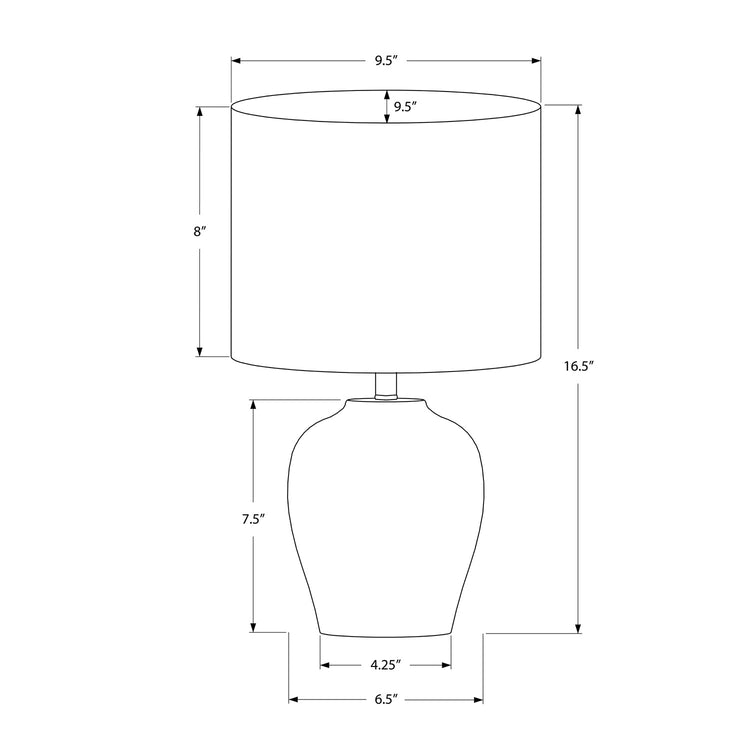 I 9738 - Luminaire, 17"H, Lampe De Table, Céramique Noire, Abat-jour Ivoire / Crème, Transitionnel - Simple Boutique