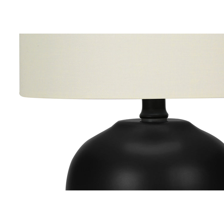 I 9738 - Luminaire, 17"H, Lampe De Table, Céramique Noire, Abat-jour Ivoire / Crème, Transitionnel - Simple Boutique