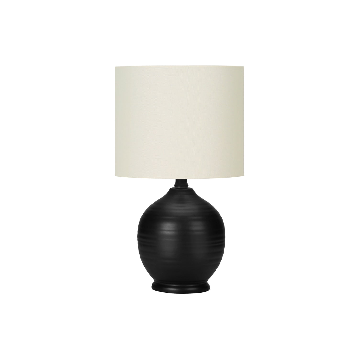 I 9739 - Luminaire, 17"H, Lampe De Table, Céramique Noire, Teinte Ivoire / Crème, Transitionnel - Simple Boutique