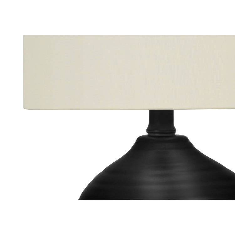 I 9739 - Luminaire, 17"H, Lampe De Table, Céramique Noire, Teinte Ivoire / Crème, Transitionnel - Simple Boutique