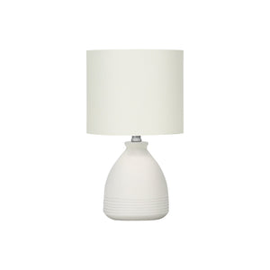 I 9741 - Luminaire, 17"H, Lampe De Table, Céramique Crème, Abat-jour Ivoire / Crème, Moderne - Simple Boutique