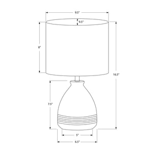 I 9741 - Luminaire, 17"H, Lampe De Table, Céramique Crème, Abat-jour Ivoire / Crème, Moderne - Simple Boutique