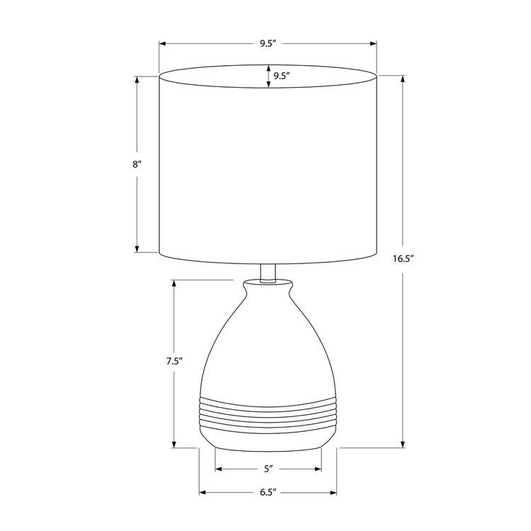 I 9741 - Luminaire, 17"H, Lampe De Table, Céramique Crème, Abat-jour Ivoire / Crème, Moderne - Simple Boutique