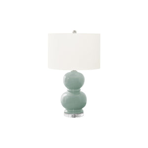 I 9743 - Luminaire, 25"H, Céramique Bleue, Abat-jour Ivoire / Crème, Contemporain - Simple Boutique